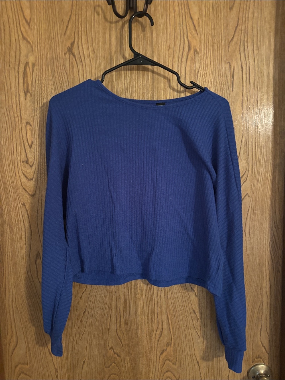 SHEIN Royal Blue Ribbed Long Sleeve Top